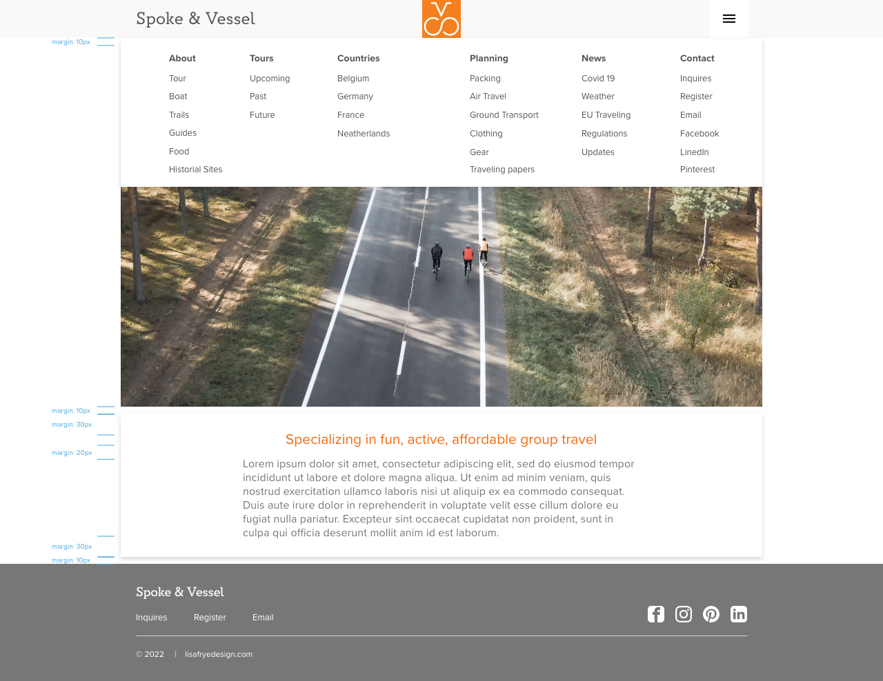 home page desktop with menu