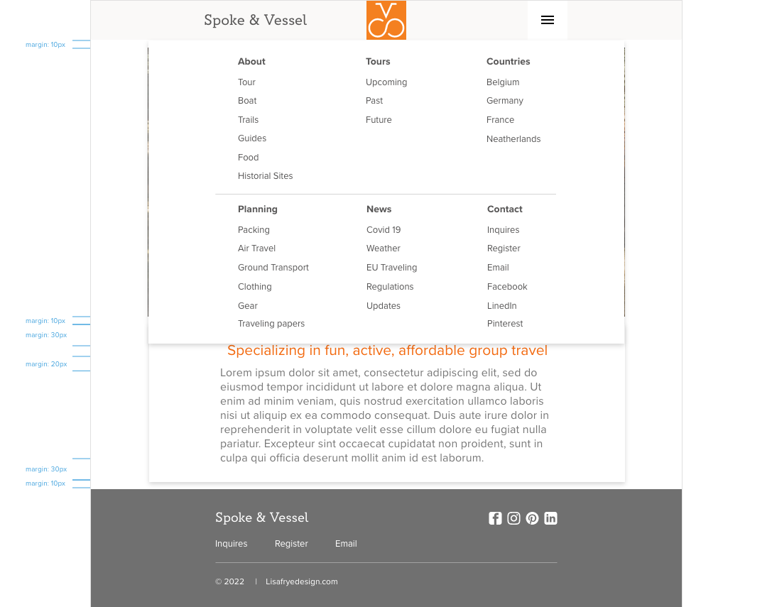 home page tablet with menu