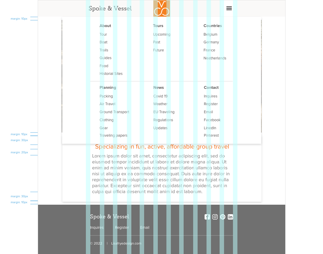 home page tablet menu with grid